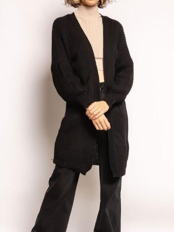Cardigan mit Taschen, schwarz - Gluecksboutique®