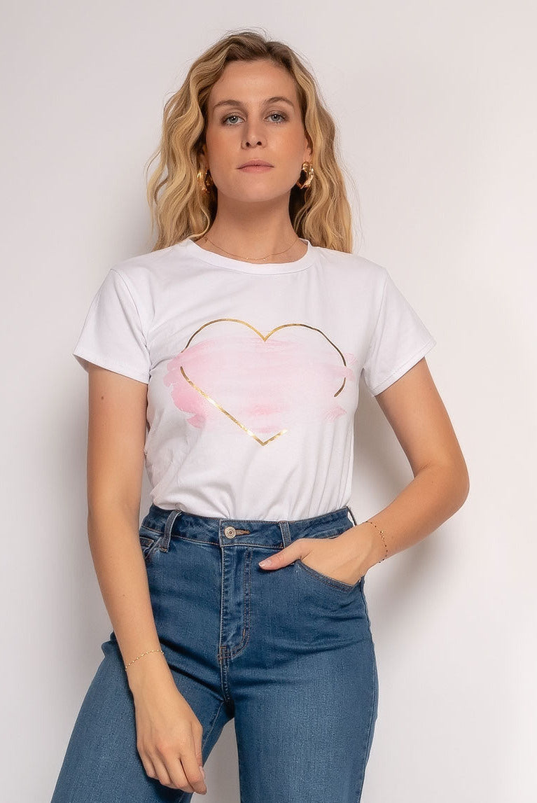Shirt mit Herz Print - Gluecksboutique®