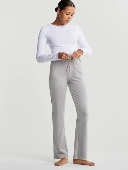 Cecilia Velour Trousers Grey Velvet - Gluecksboutique®